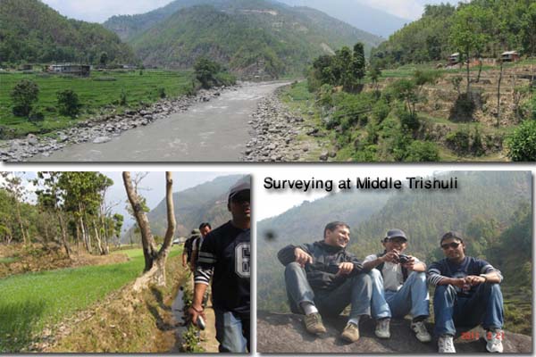 Site surveying in Middle Trishuli during feasibility study